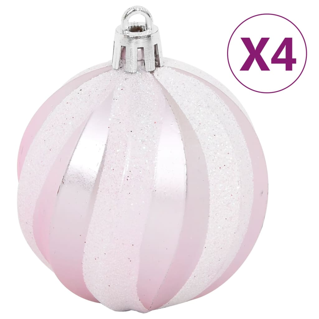 108 Piece Christmas Bauble Set White and Pink