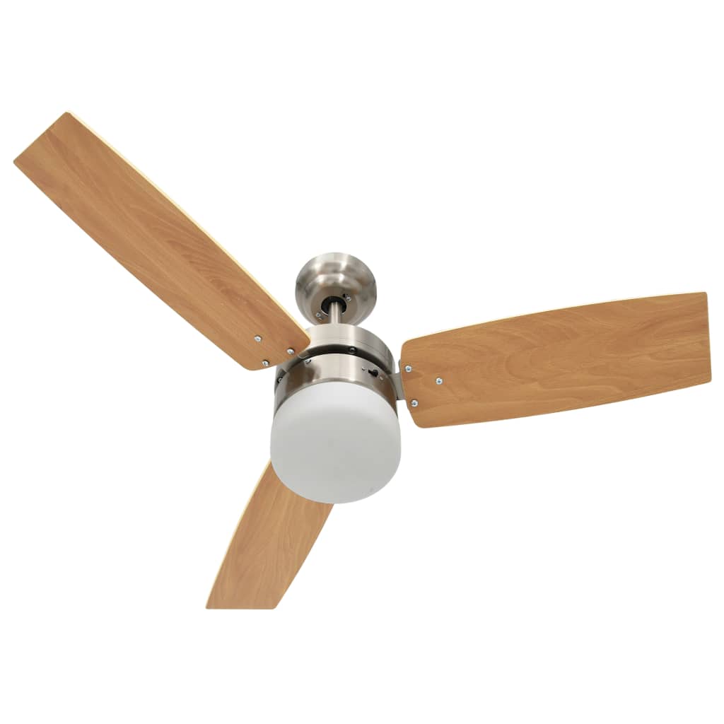 Ceiling Fan with Light and Remote Control 108 cm Light Brown