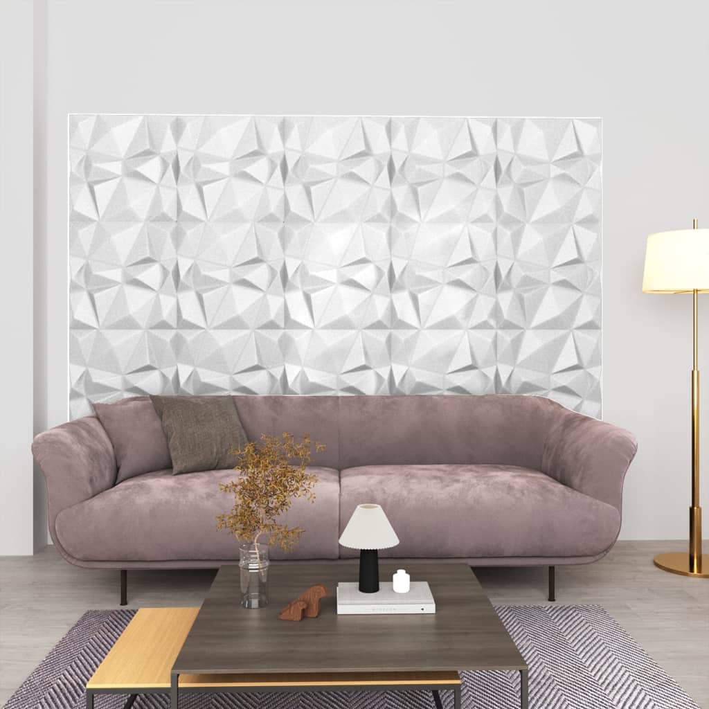 3D Wall Panels 48 pcs 50x50 cm Diamond White 12 m²