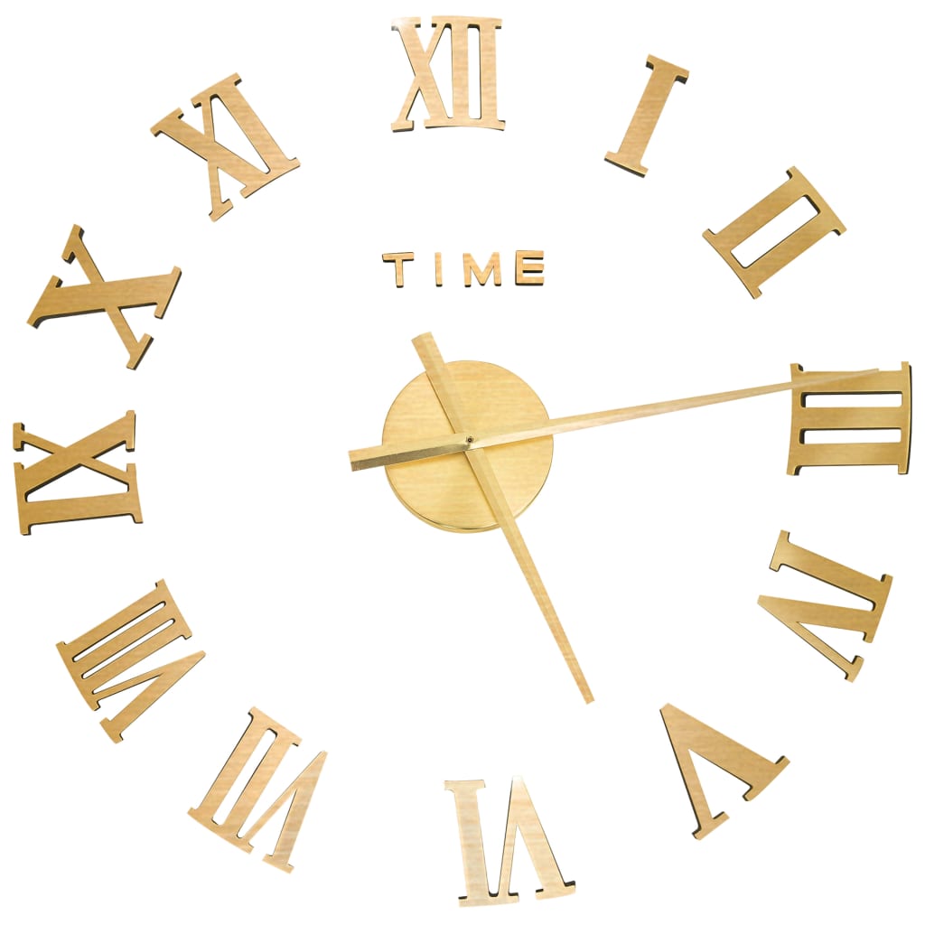 325160 3D Wall Clock Modern Design Gold 100 cm XXL