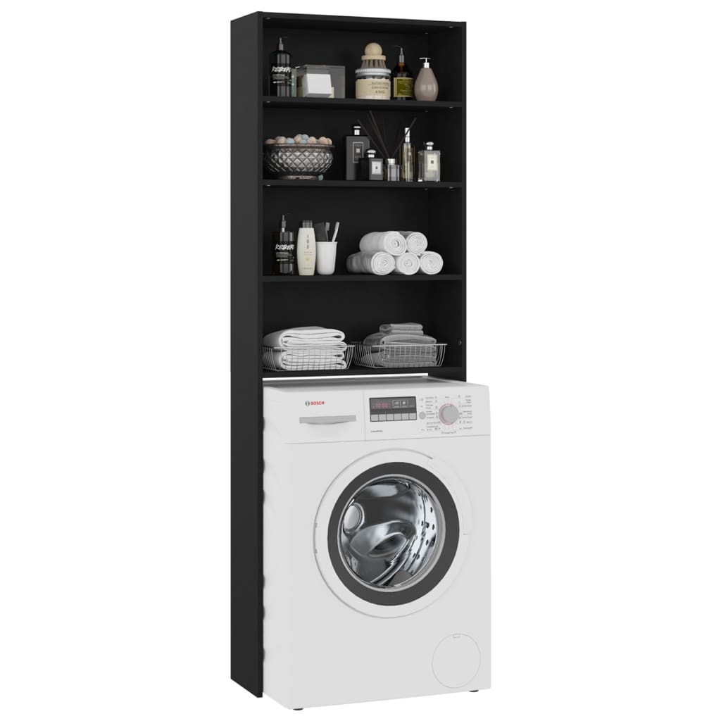 Washing Machine Cabinet Black 64x24x190 cm