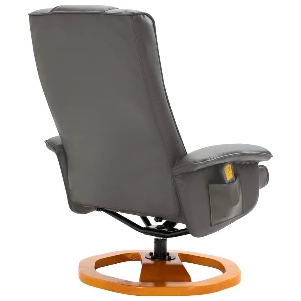 Massage Chair with Foot Stool Grey Faux Leather