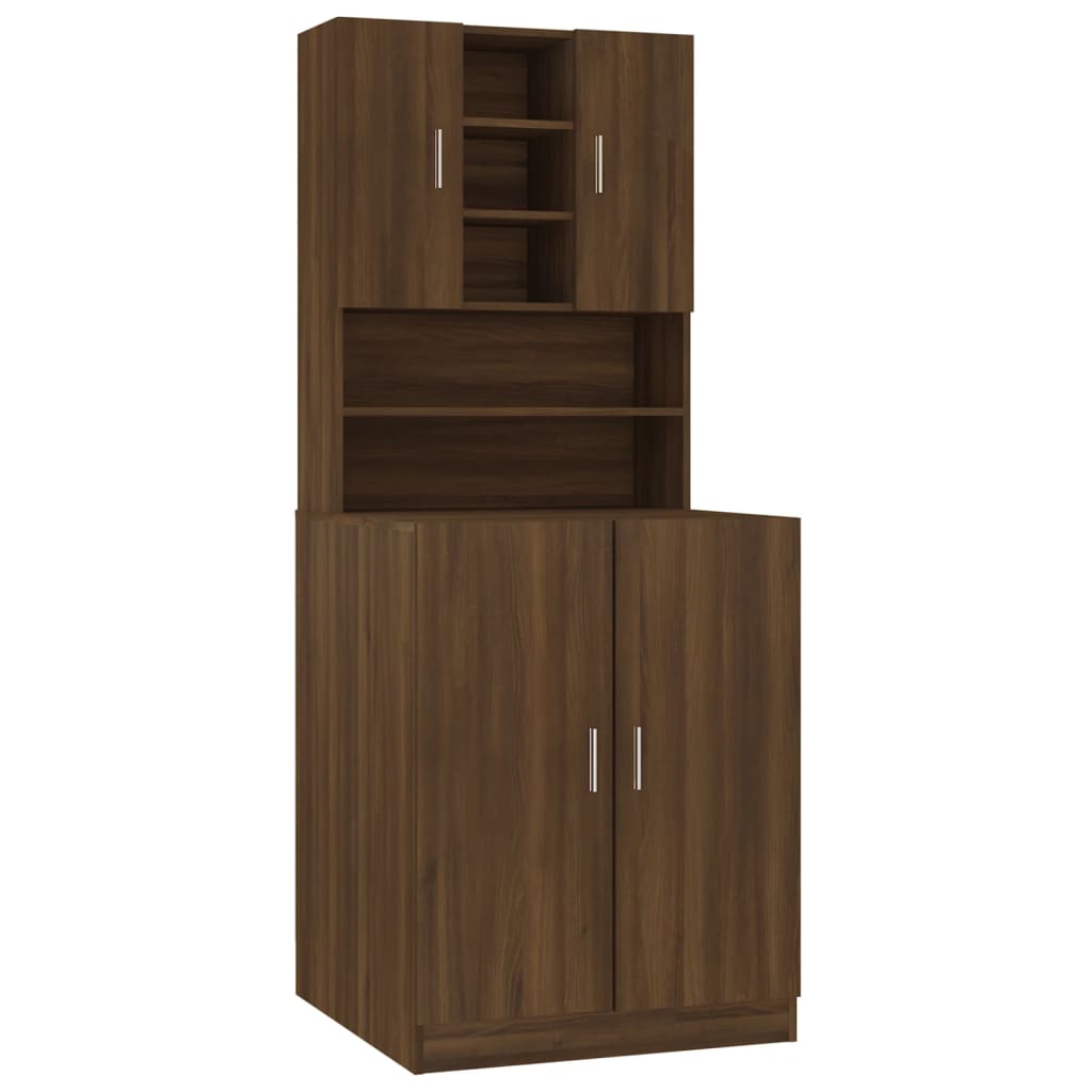 Washing Machine Cabinet Brown Oak Engineered Wood