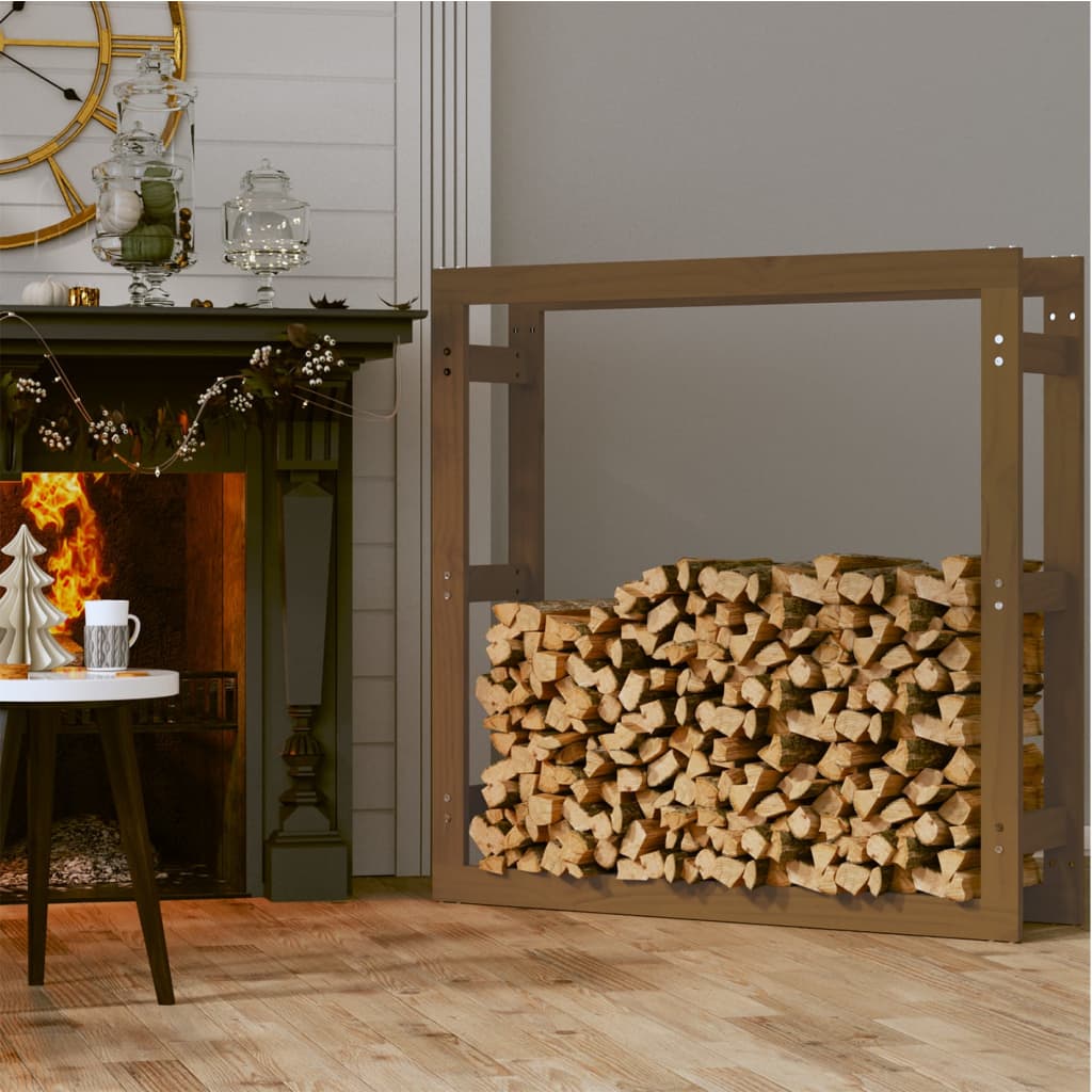 Support de bois de chauffage Marron miel 100x25x100 cm Bois pin