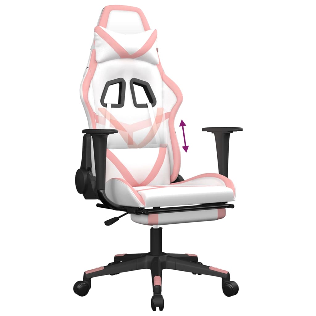 Chaise de jeu avec repose-pied Blanc et rose Similicuir
