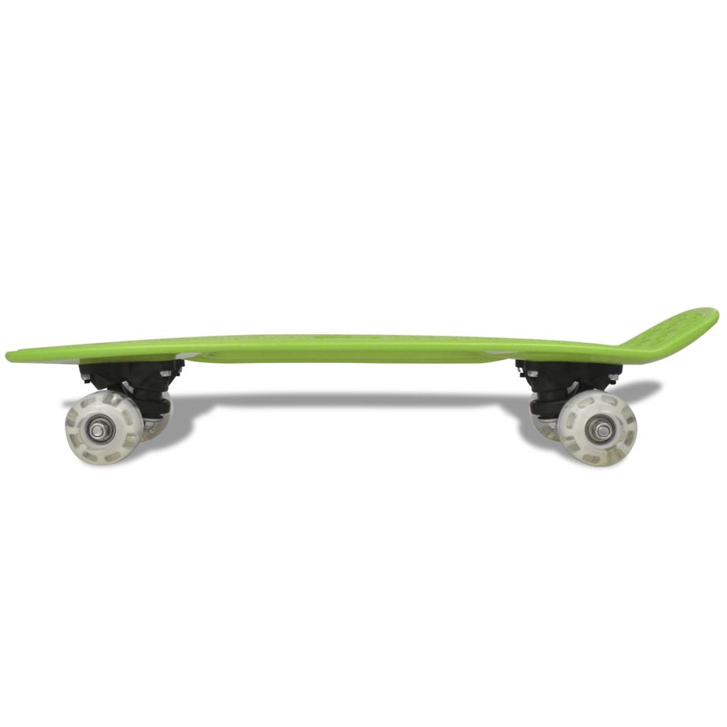 Retro Skateboard with LED Wheels Green