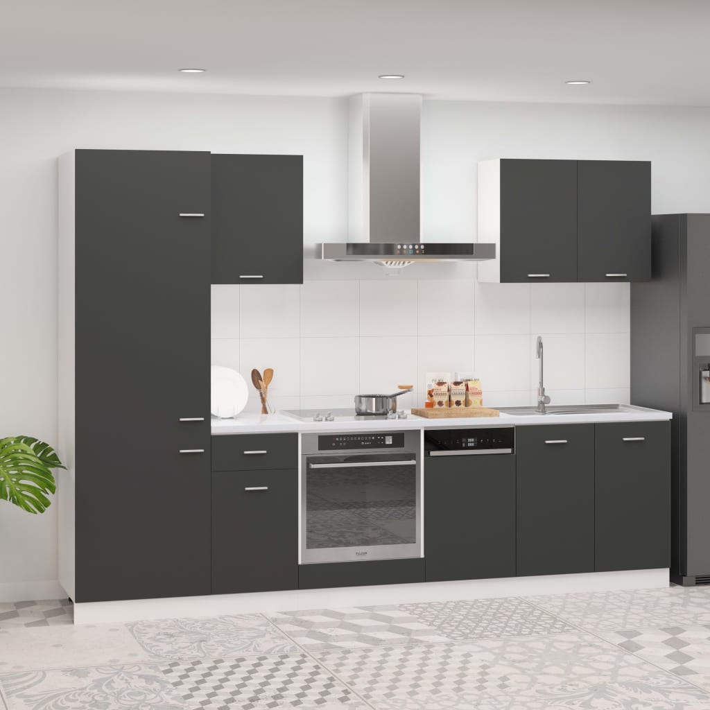 7 Piece Kitchen Cabinet Set Grey Engineered Wood