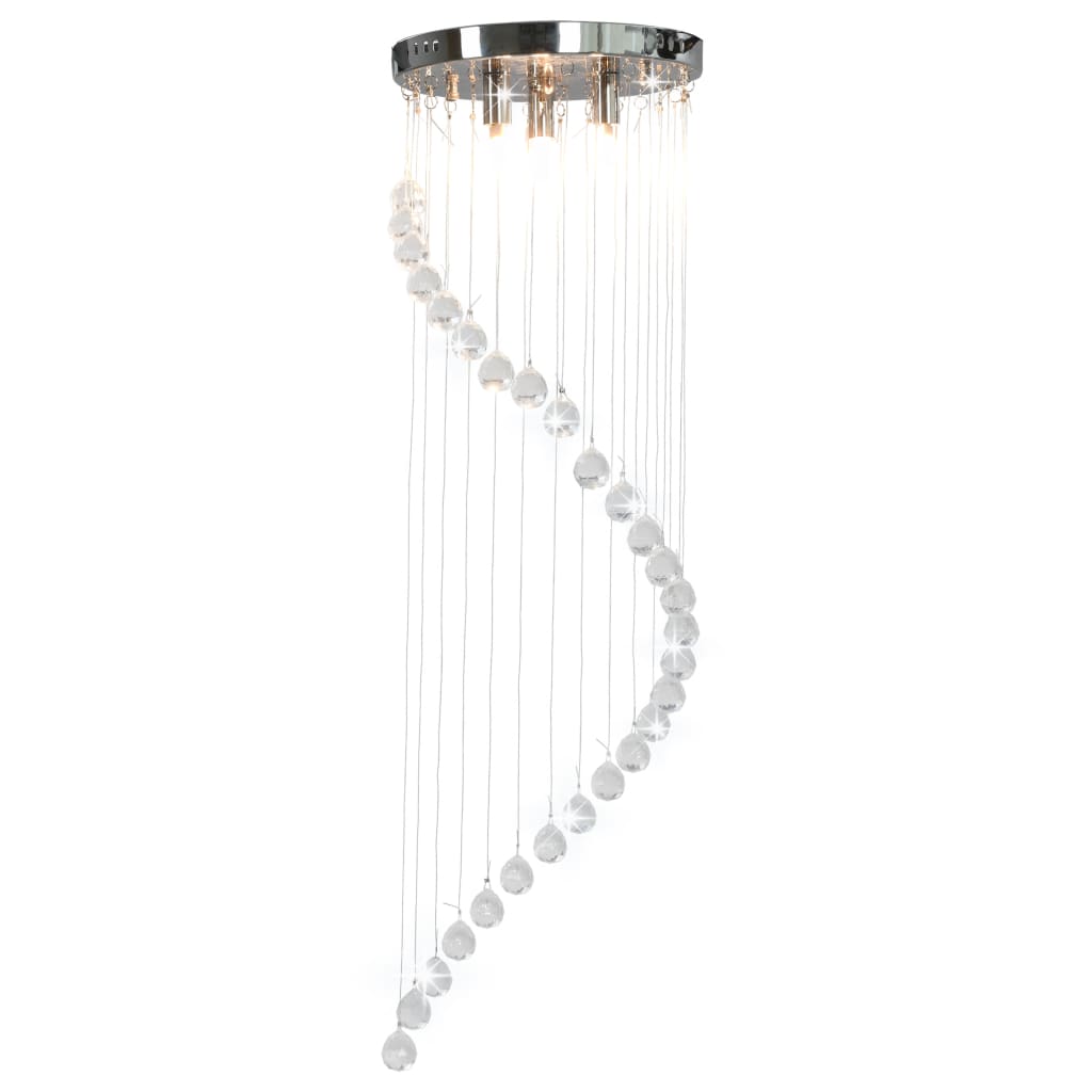 Ceiling Lamp with Crystal Beads Silver Spiral G9