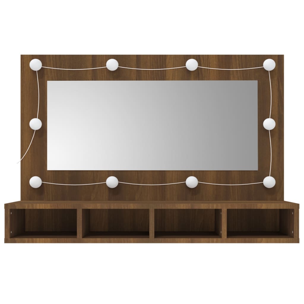 Armoire à miroir avec LED Chêne marron 90x31,5x62 cm