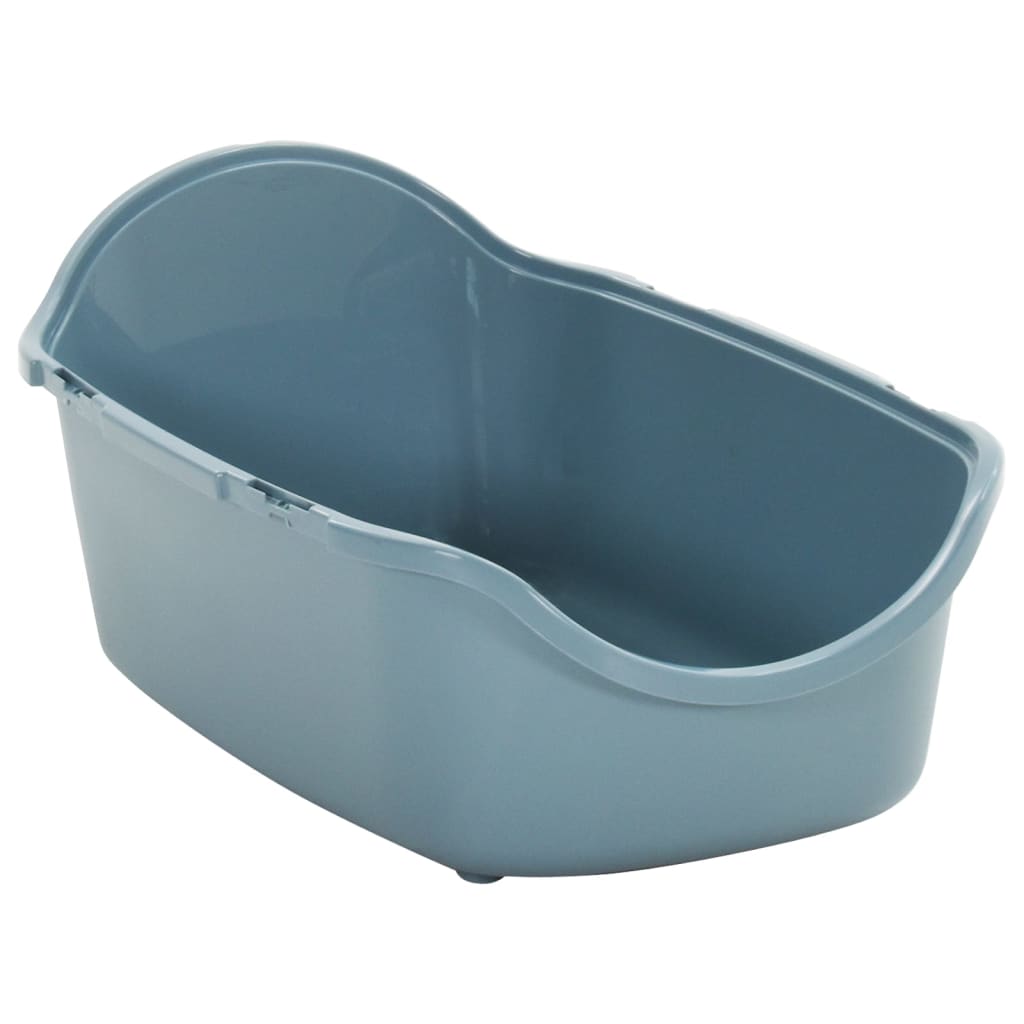 Cat Litter Tray with Cover White and Blue 56x40x40 cm PP