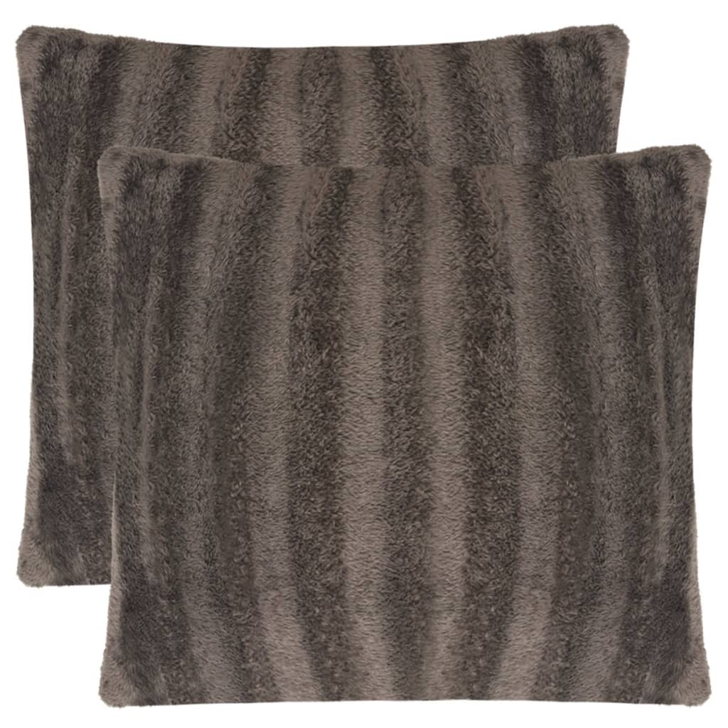 Cushion Covers 2 pcs Faux Fur 50x50 cm Grey