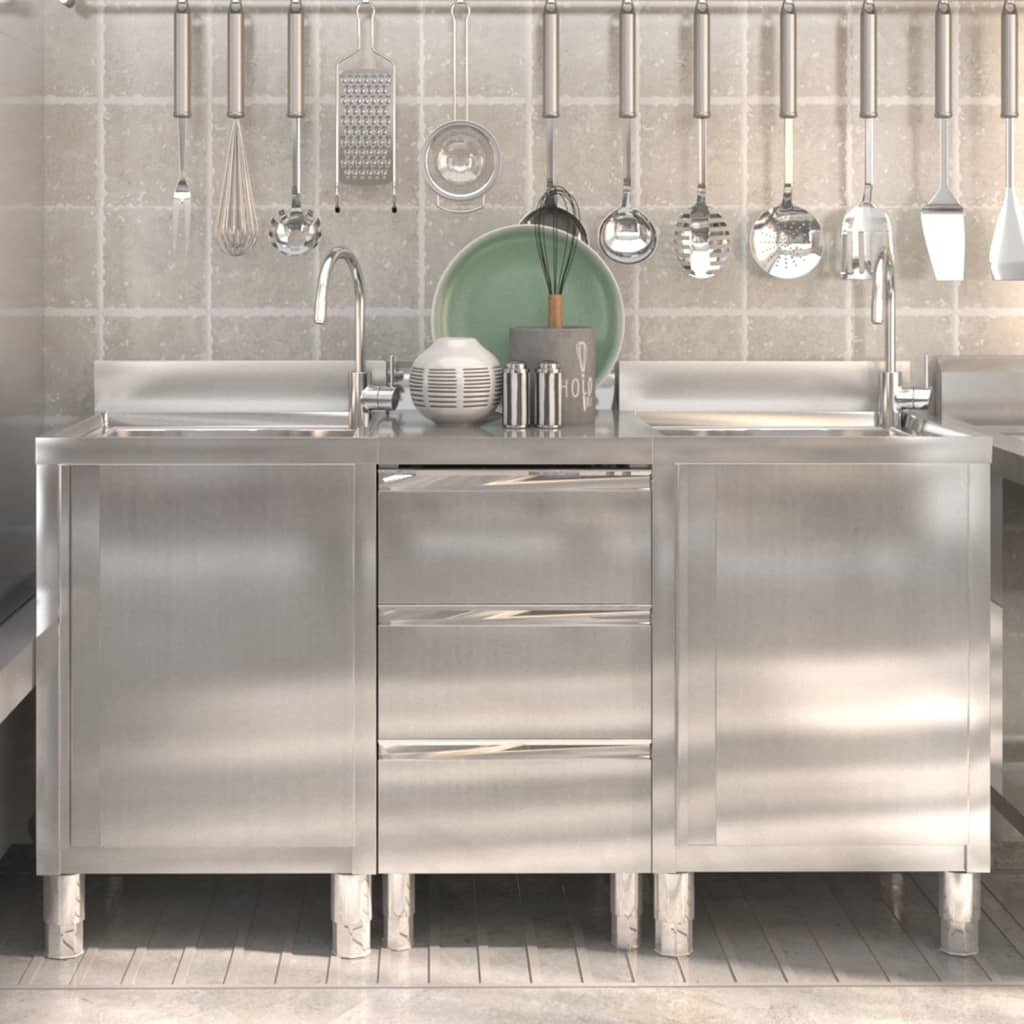 Commercial Kitchen Cabinets 3 pcs Stainless Steel