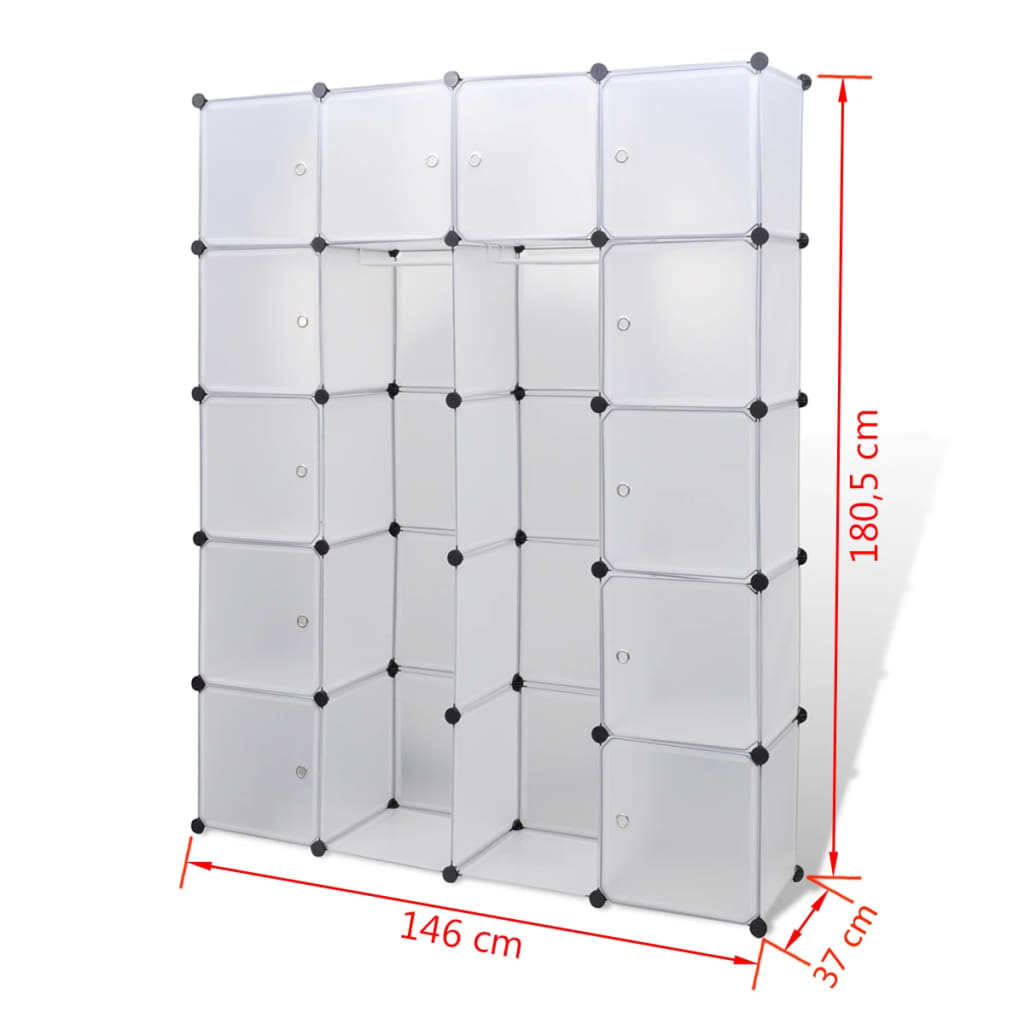 Armoire modulaire 14 compartiments blanc 37 x 146 x 180,5 cm