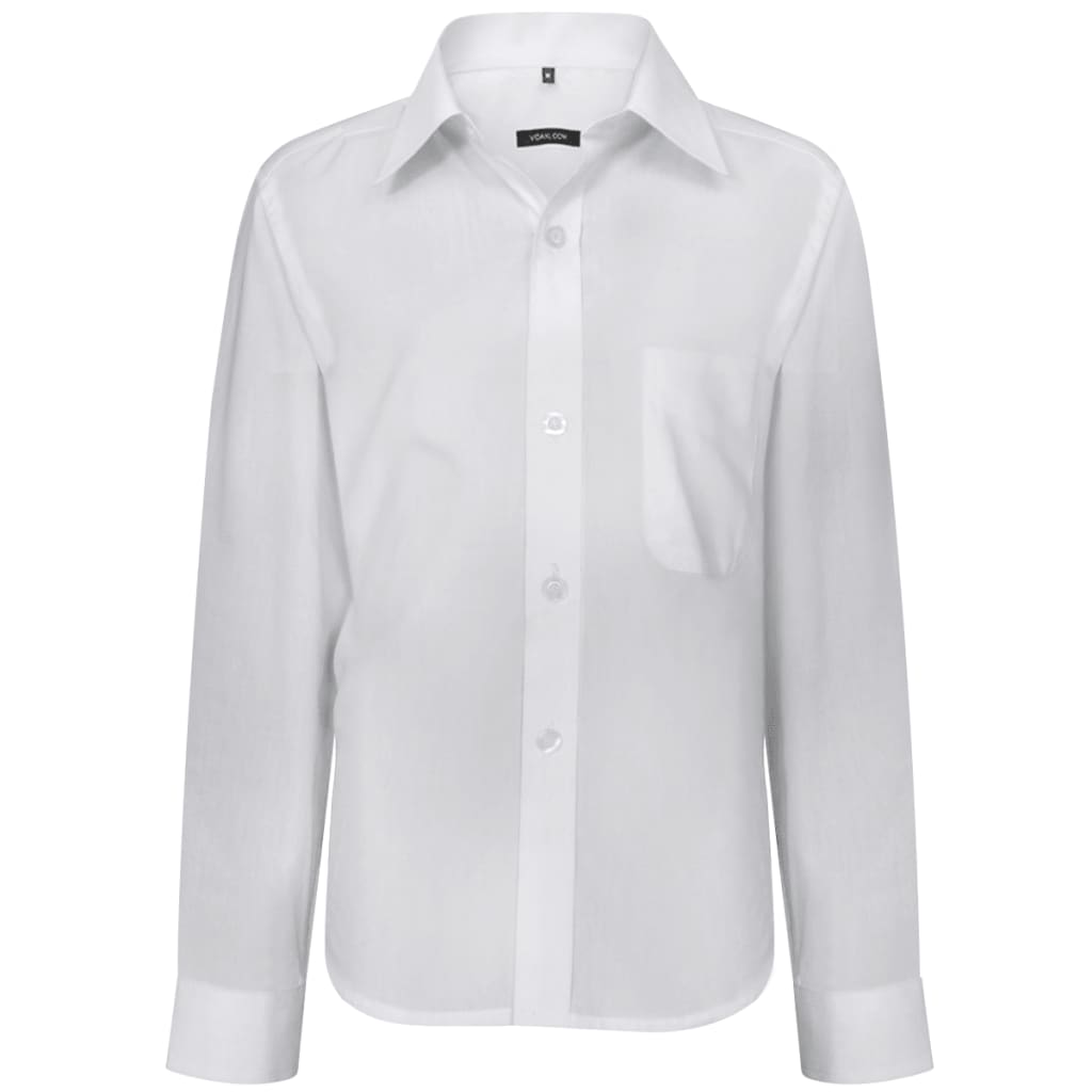 Boy's Long Sleeve Plain Shirt White Size 122-128