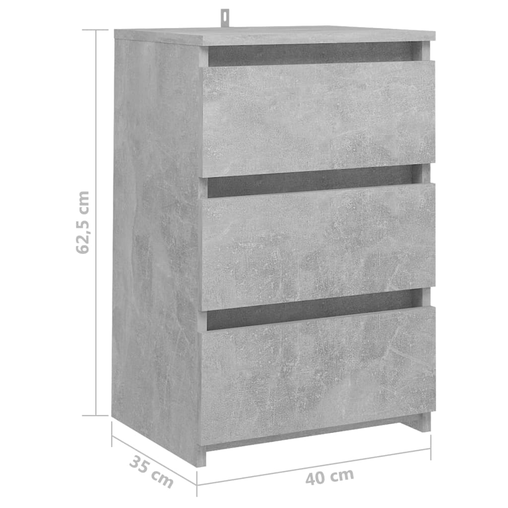 Bed Cabinet Concrete Grey 40x35x62.5 cm Engineered Wood