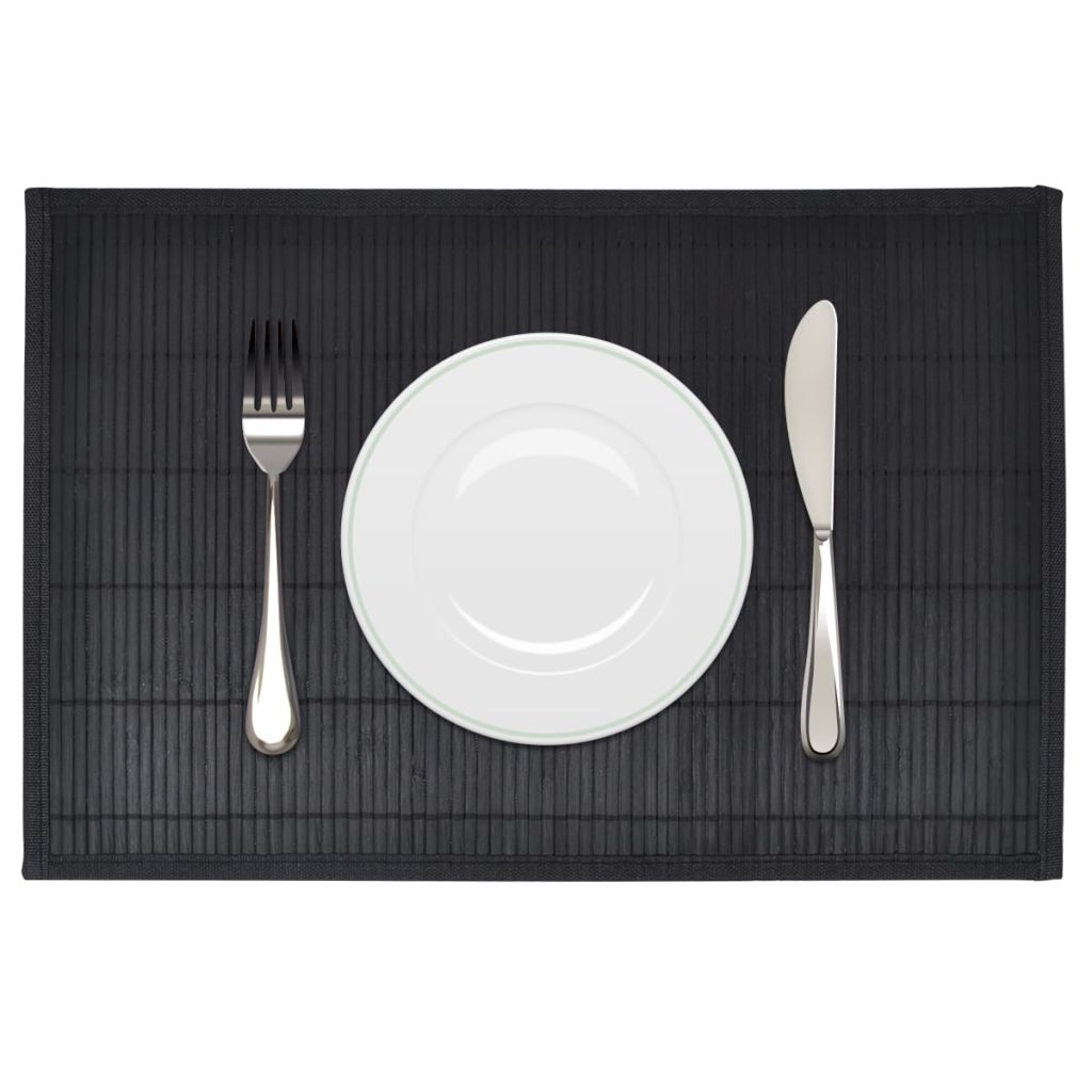 6 Bamboo Placemats 30 x 45 cm Black