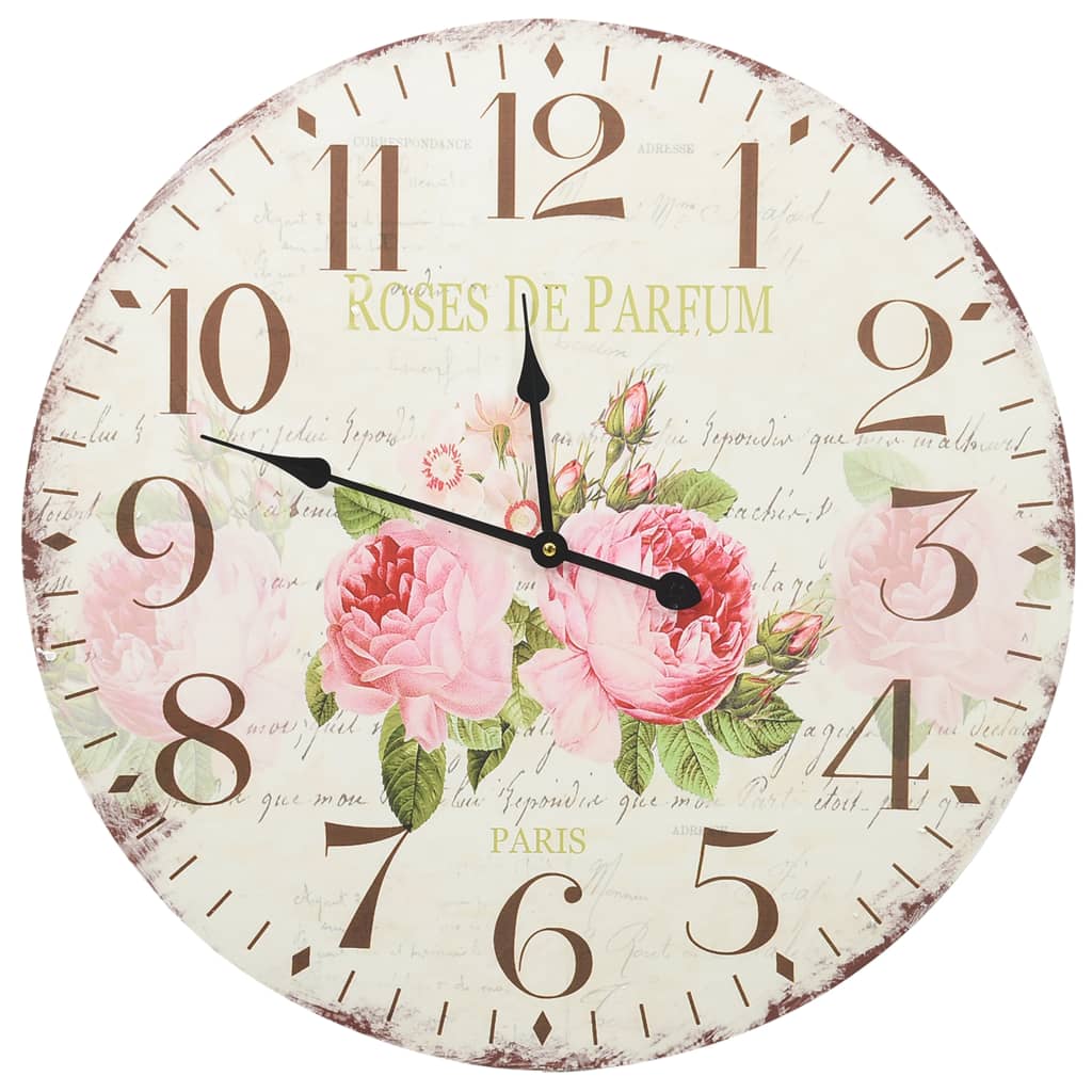 Vintage Wall Clock Flower 60 cm