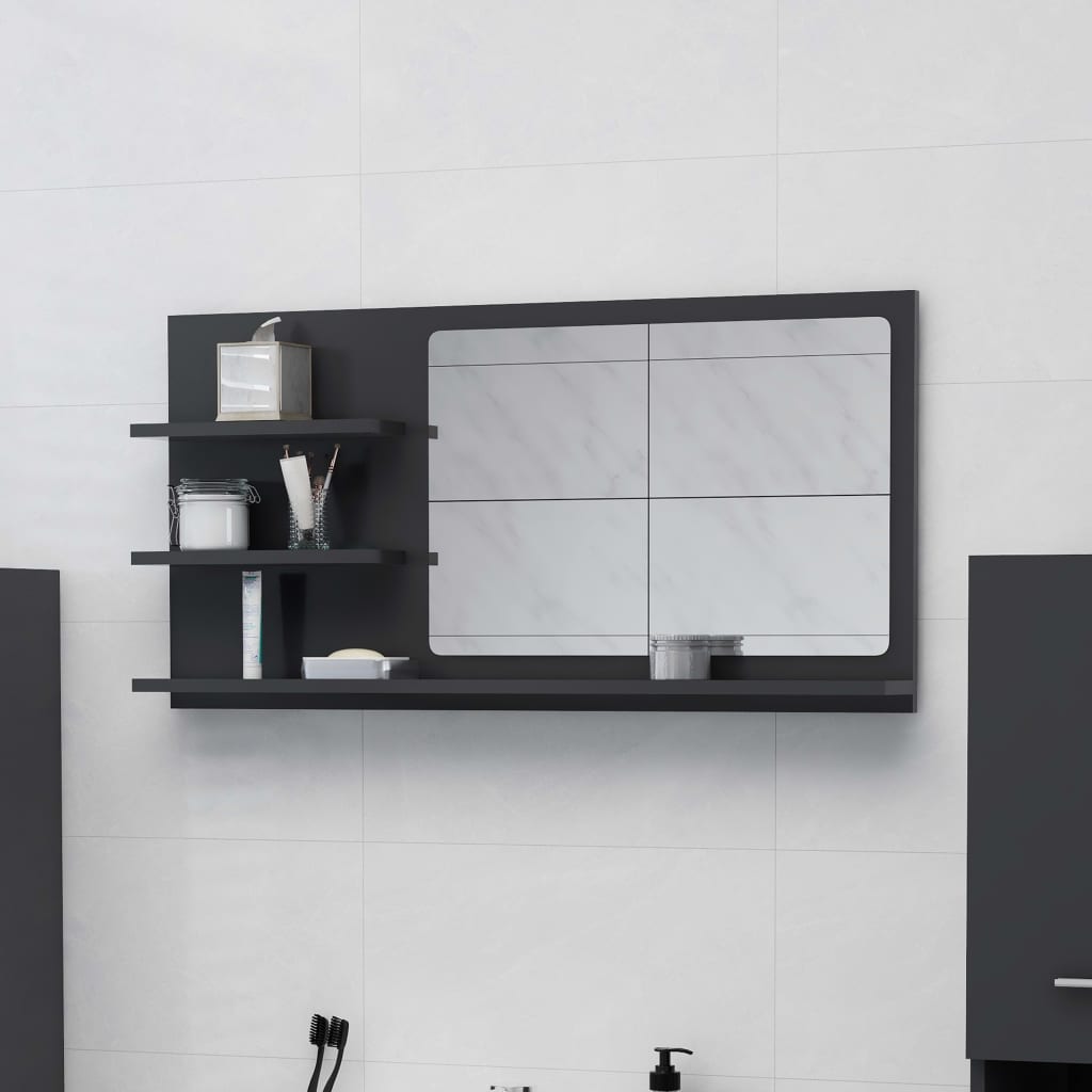 Badspiegel Grau 90x10,5x45 cm Spanplatte