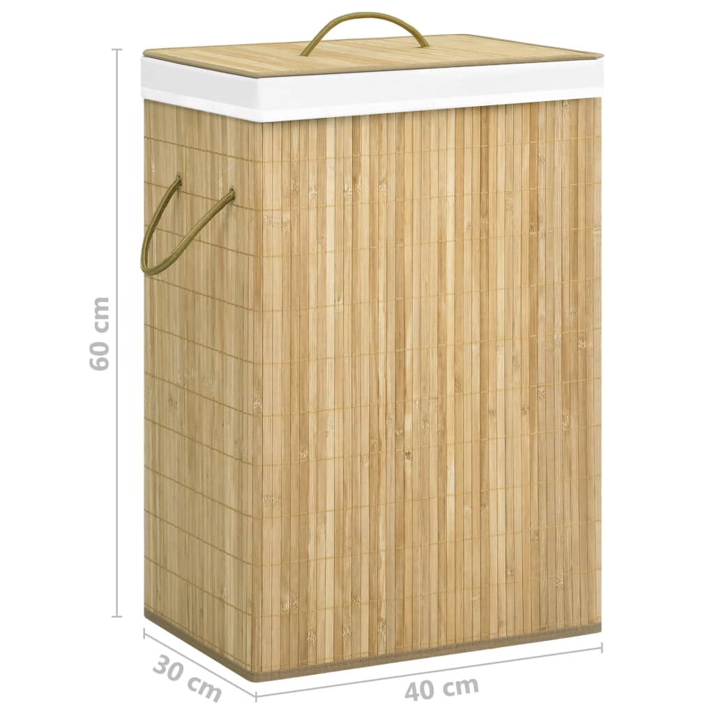 Panier à linge avec 2 sections bambou 72 L