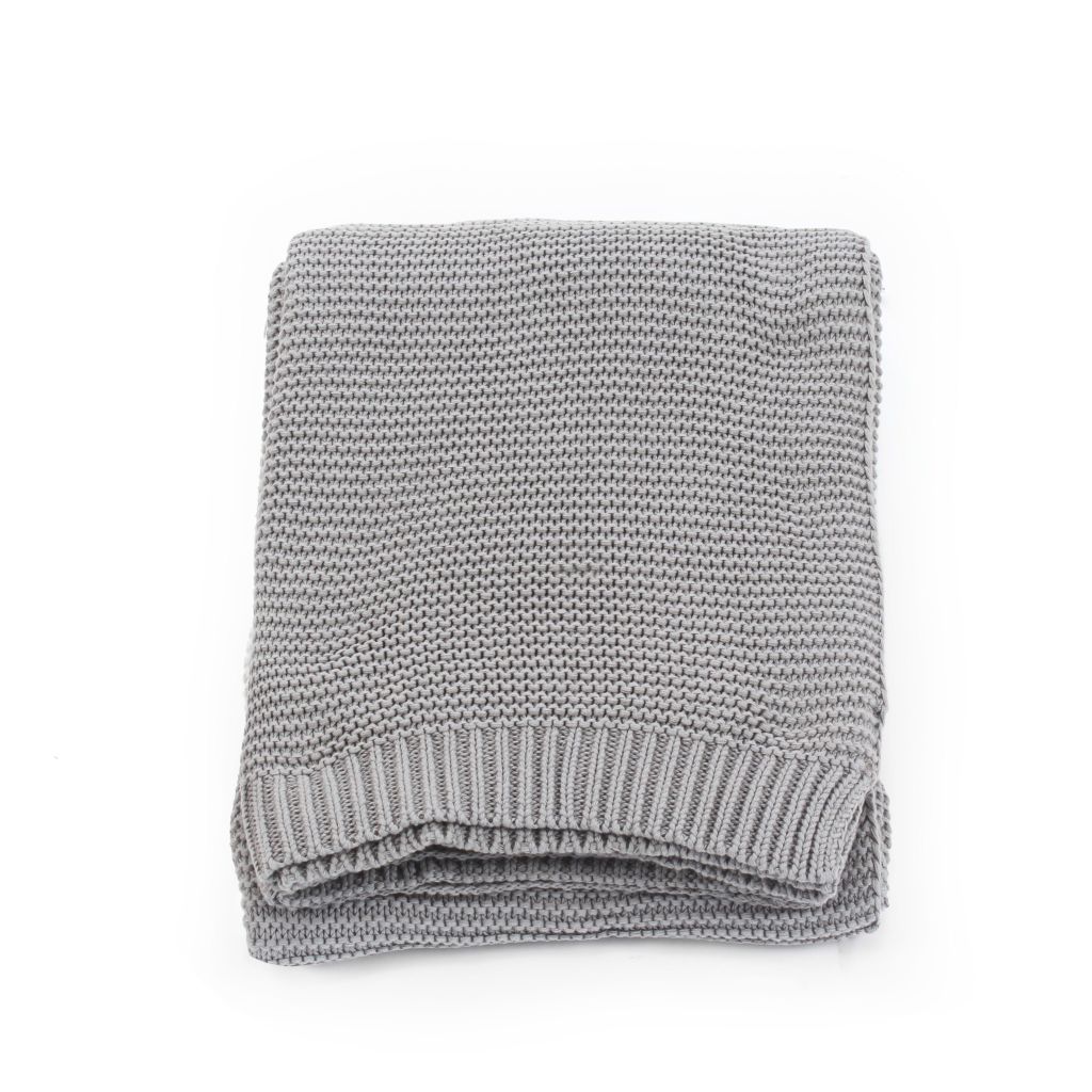Knitted Throw Blanket Cotton 130x171 cm Grey