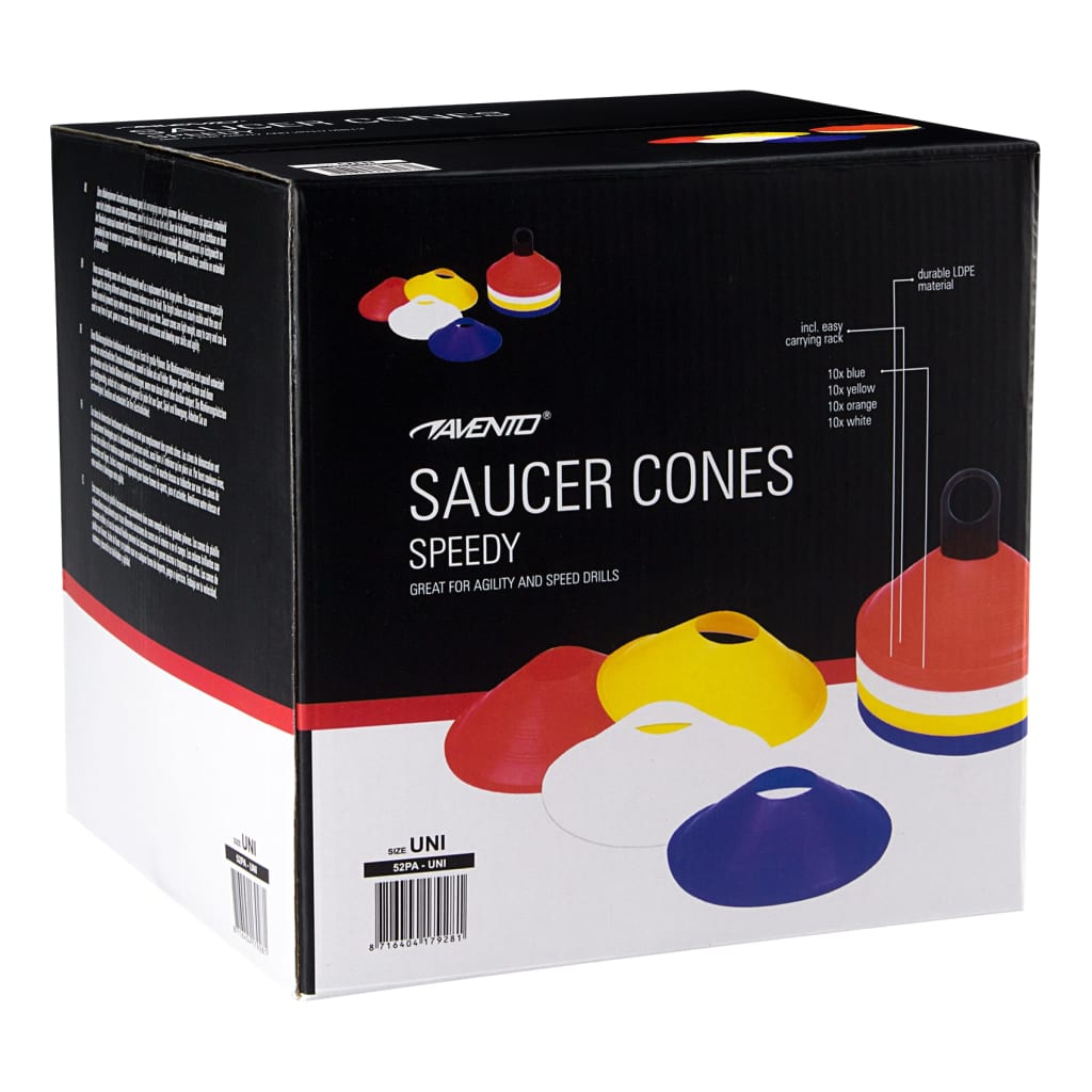 Avento Saucer Cones 40 pcs Speedy 4 Colours