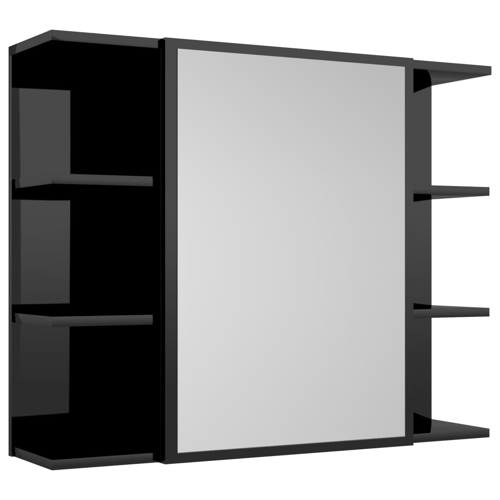 Bathroom Mirror Cabinet High Gloss Black 80x20.5x64 cm Chipboard