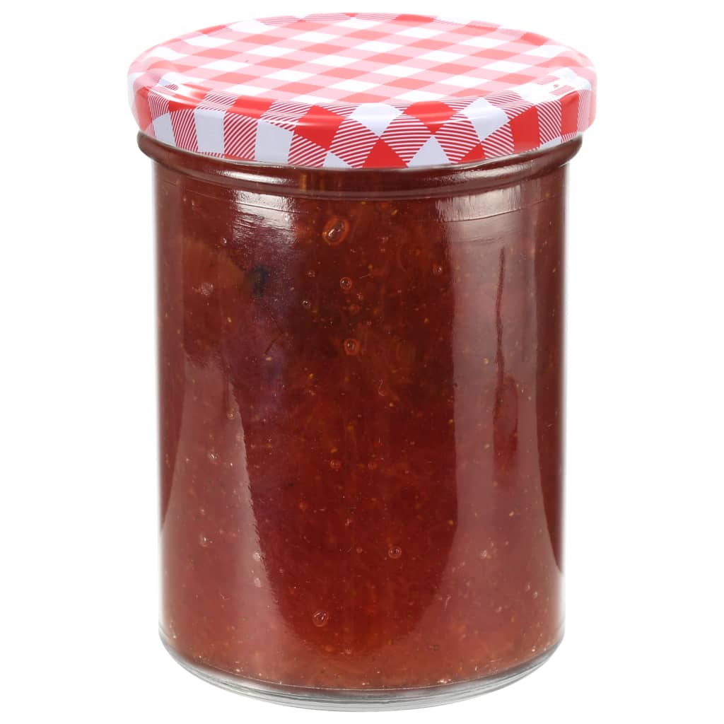 Glass Jam Jars with White and Red Lid 24 pcs 400 ml