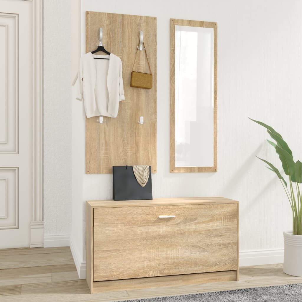 3-in-1 Shoe Cabinet Set Sonoma Oak Engineered Wood