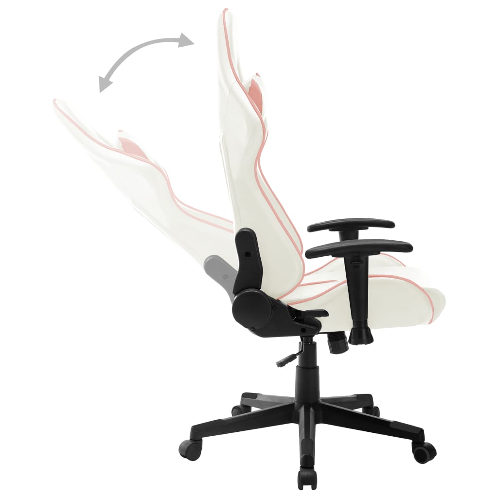 Gaming Chair White and Pink Artificial Leather