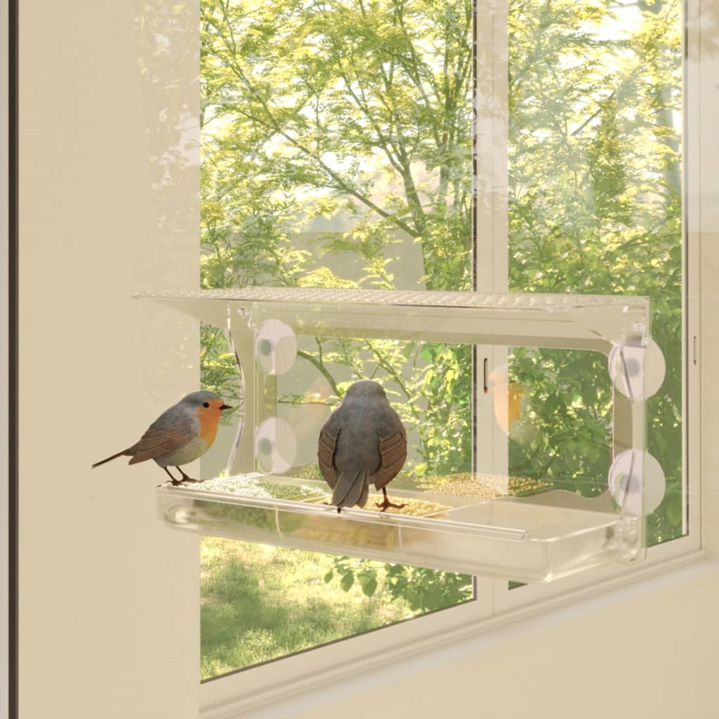 Fenster-Futterstellen für Vögel 2 Stk. Acryl 30x12x15 cm