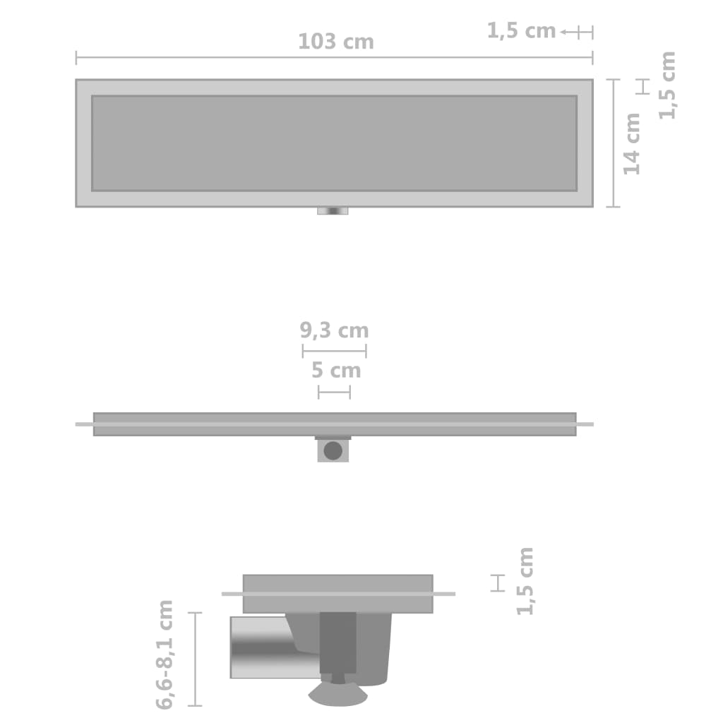 Duschablauf 2-in-1 Abdeckung 103×14 cm Edelstahl 