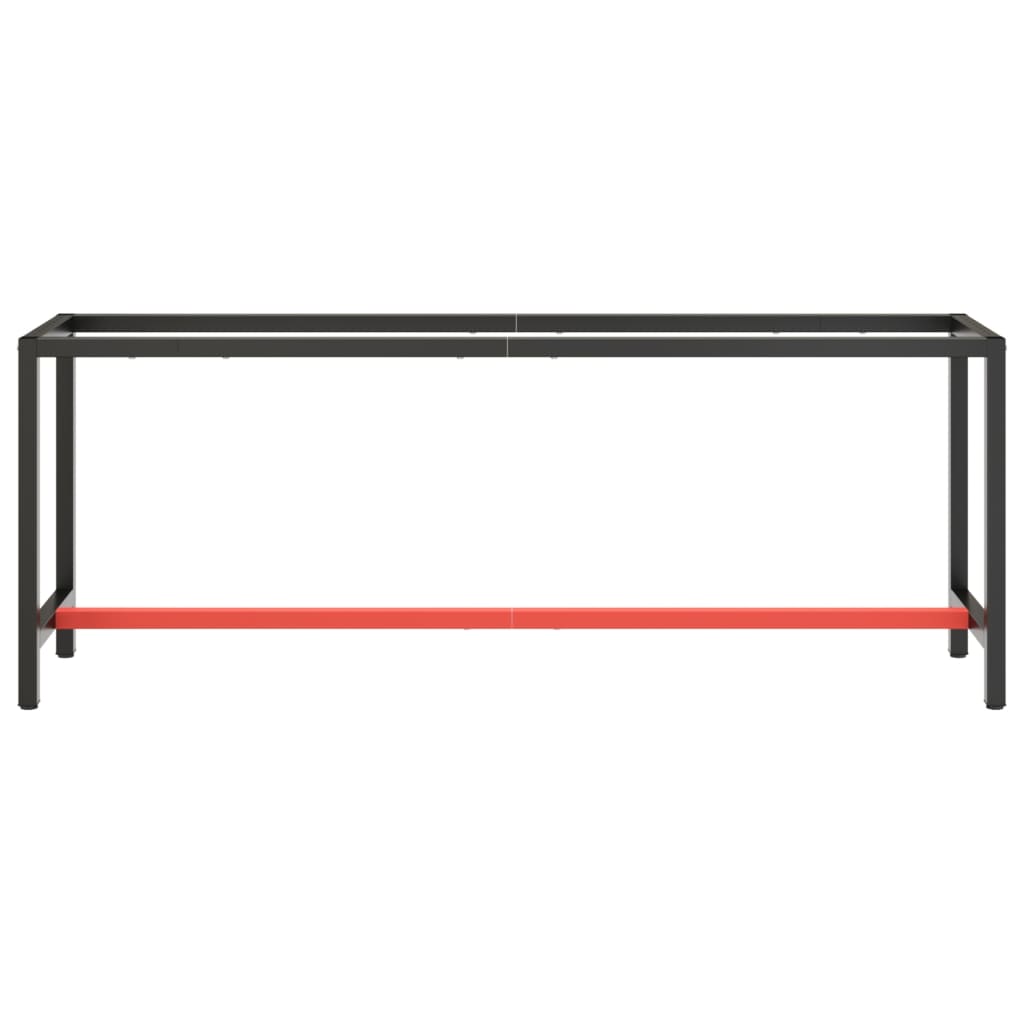 Cadre banc de travail Noir mat et rouge mat 210x50x79 cm Métal