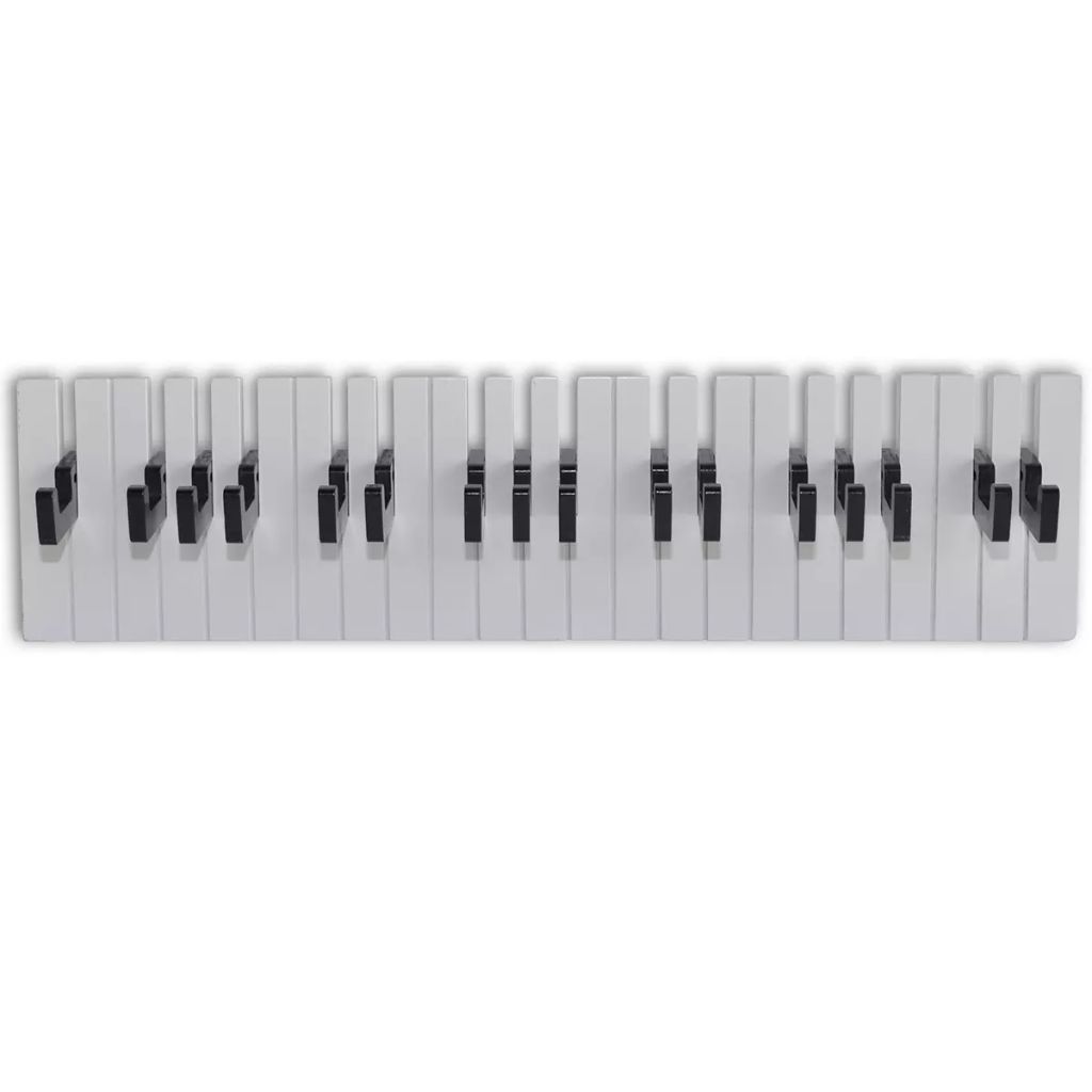 Garderobenleiste Wandgarderobe Klavier Design mit 16 schwarzen Haken