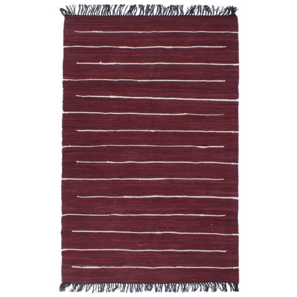 Handgewebter Chindi-Teppich Baumwolle 120x170 cm Weinrot