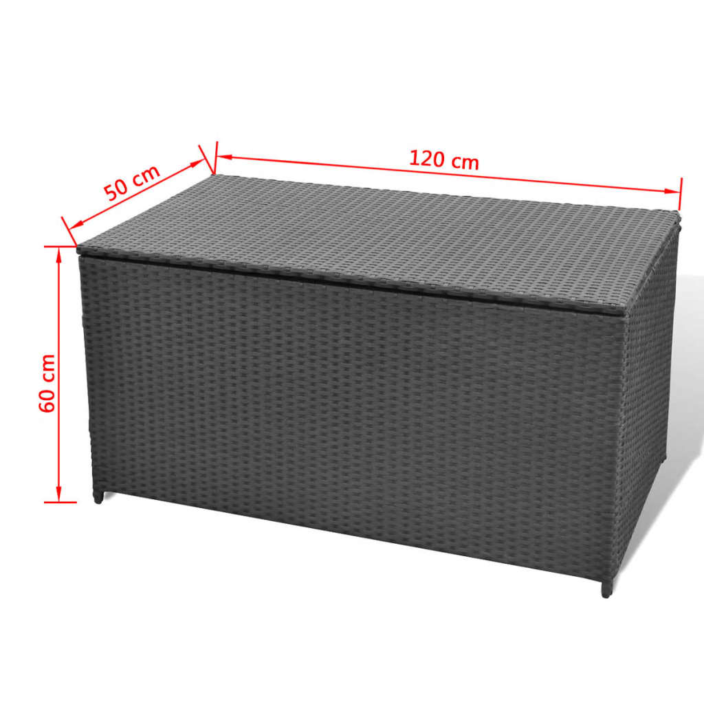 Garten-Aufbewahrungsbox Schwarz 120×50×60 cm Poly Rattan