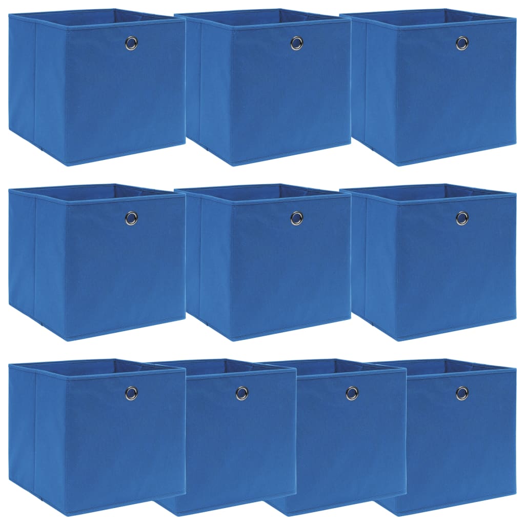 Aufbewahrungsboxen 10 Stk. Blau 32×32×32 cm Stoff