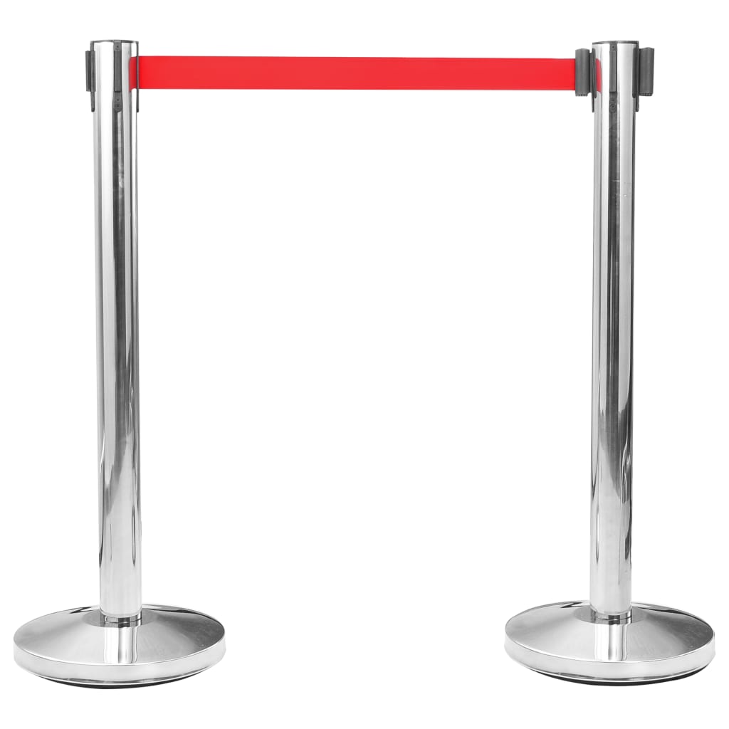Stanchion with Belt Airport Barrier Stainless Steel Silver