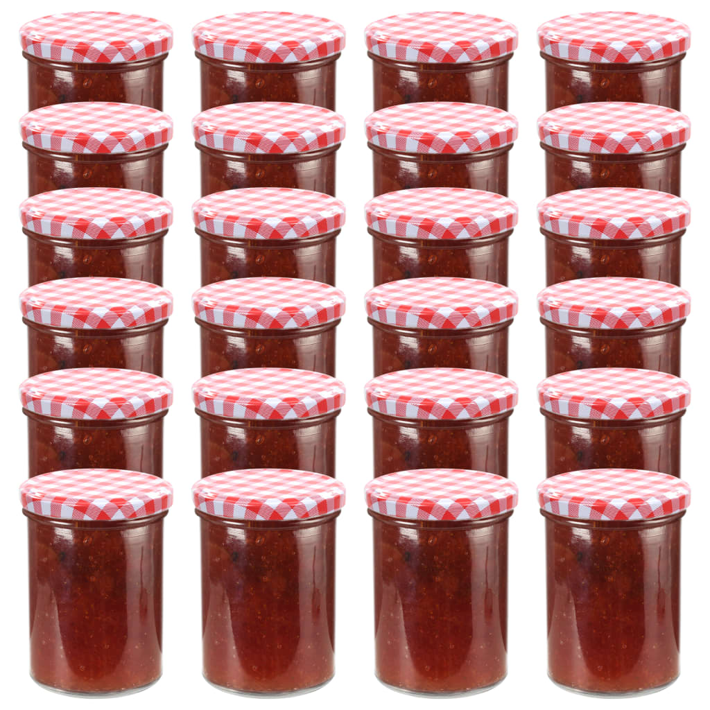Marmeladengläser mit Weissem/Rotem Deckel 24 Stk. 400 ml
