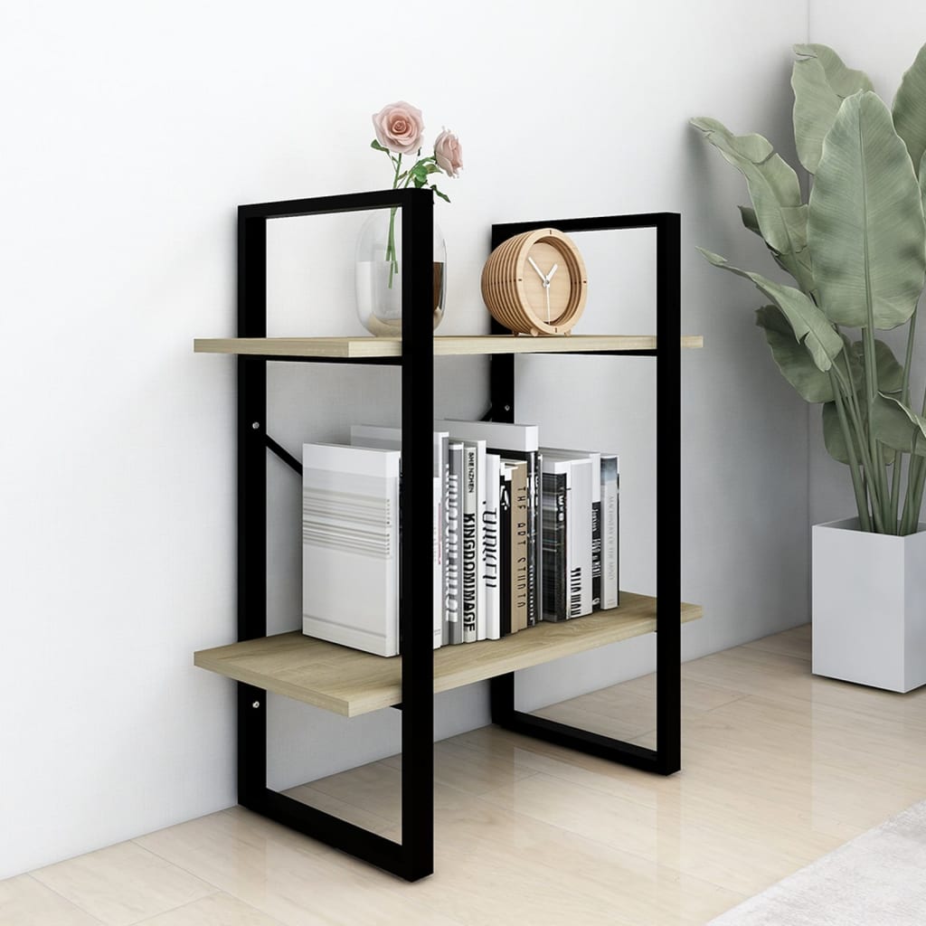 2-Tier Book Cabinet Sonoma Oak 60x30x70 cm Engineered Wood