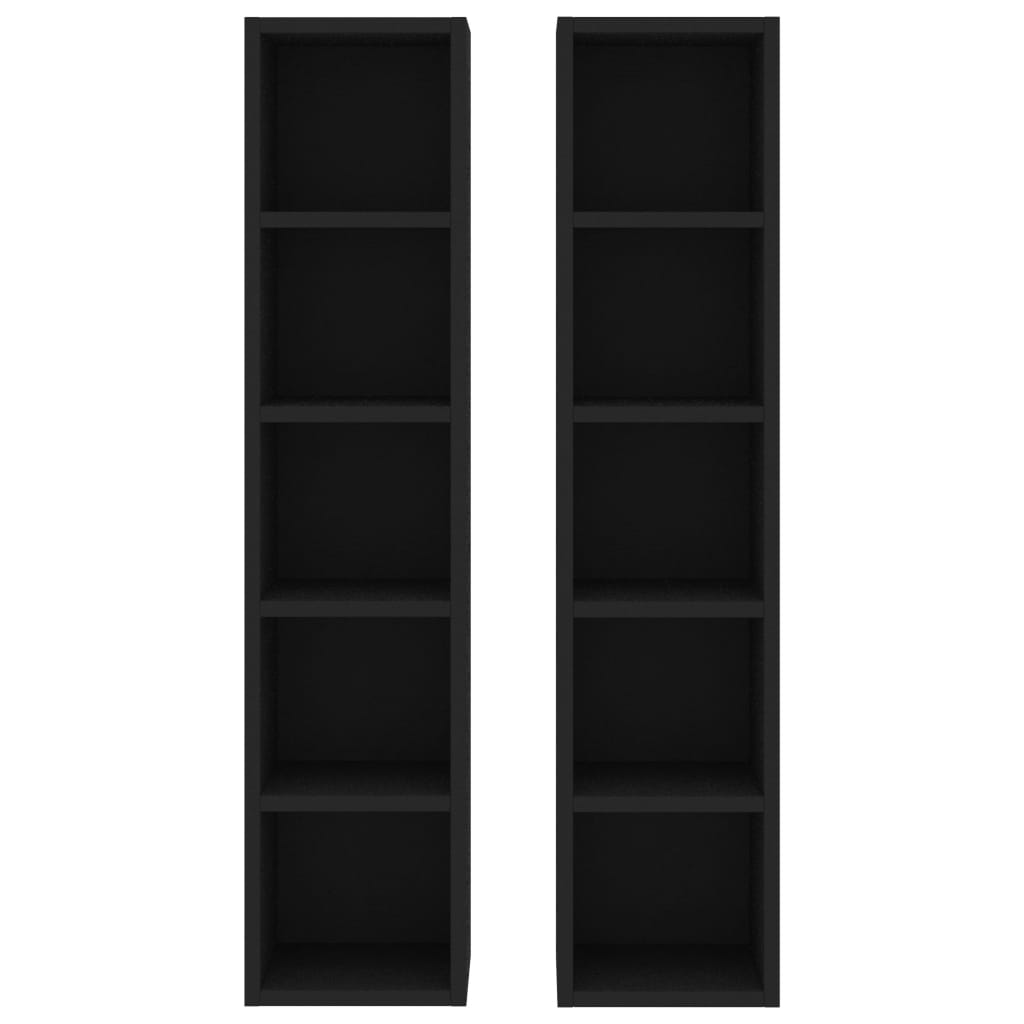 CD Cabinets 2 pcs Black 21x16x93.5 cm Engineered Wood