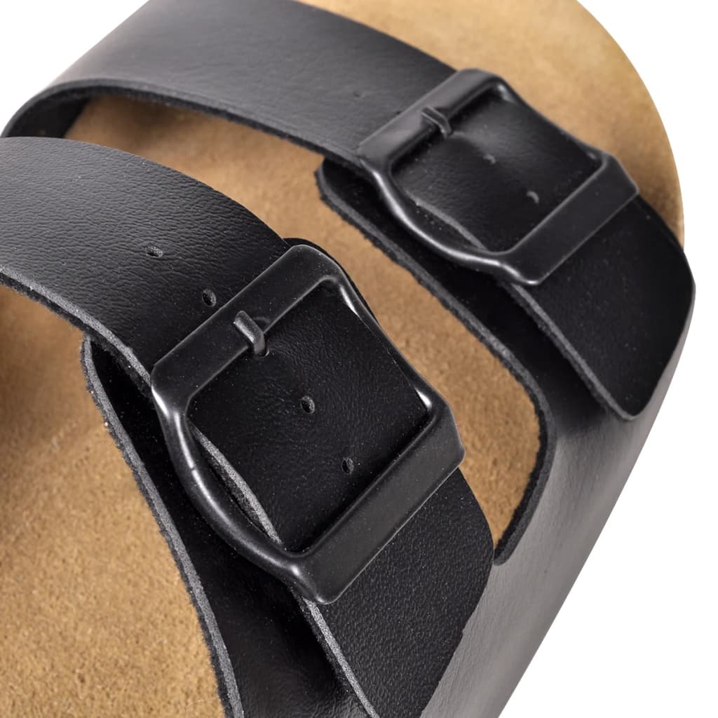 Men's Bio Cork Sandal with 2 Buckle Straps Black Size 44