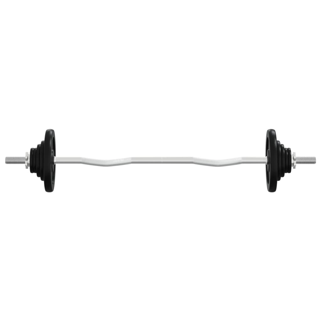 Barbell with Plates Set 30 kg Cast Iron & Chrome Plated Steel