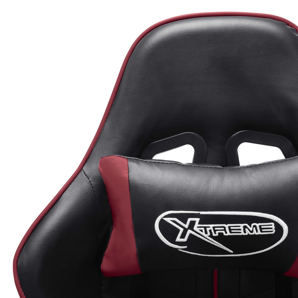 Gaming Chair with Footrest Black and Wine Red Artificial Leather