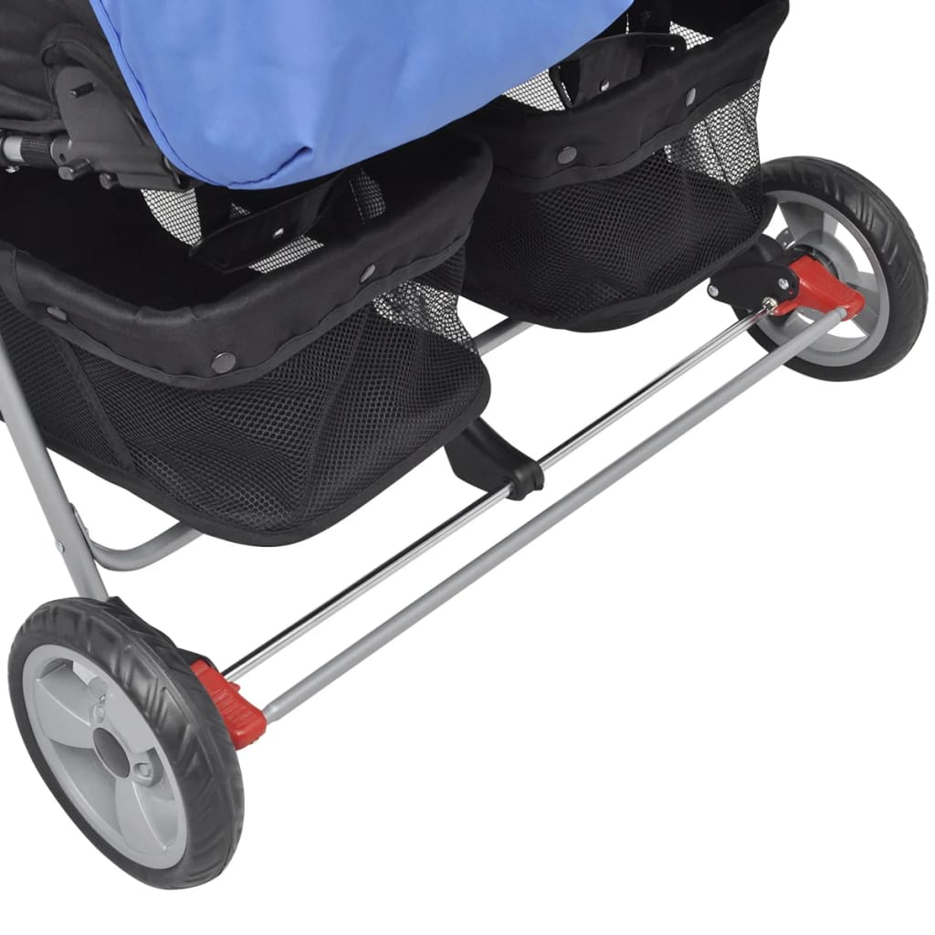 Baby Twin Stroller Steel Blue and Black
