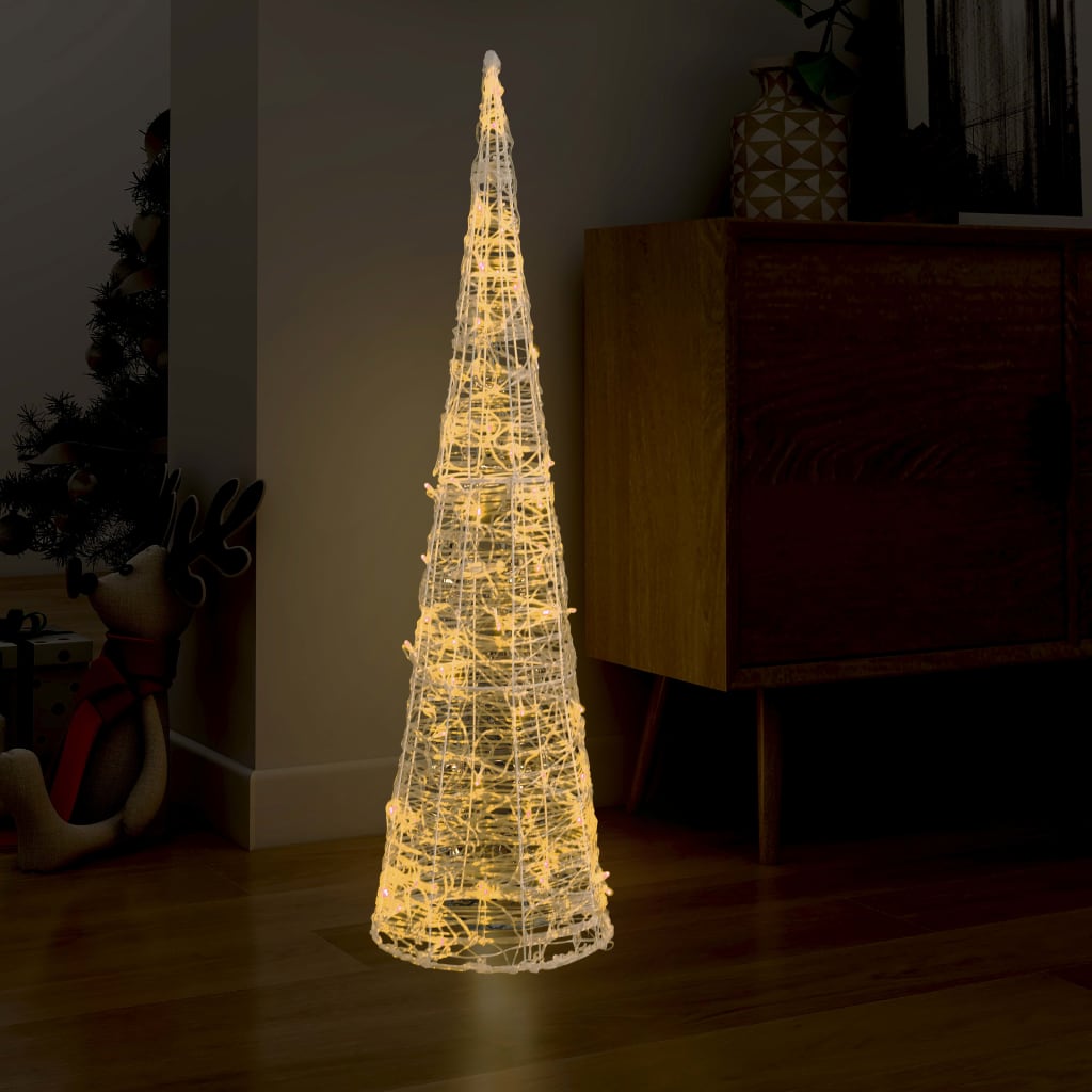 Acrylic Decorative Pyramid LED Light Cone Warm White 120 cm