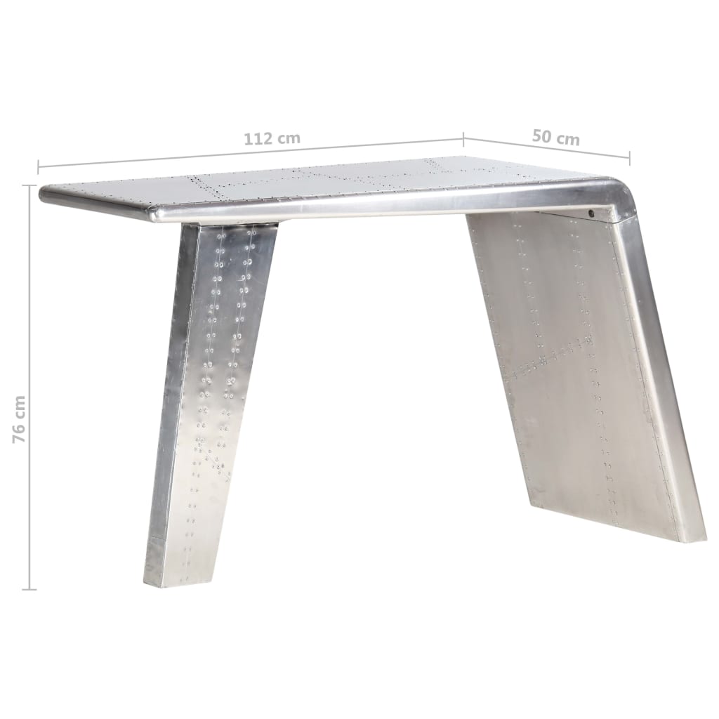 Aviator Desk Silver 112x50x76 cm Metal