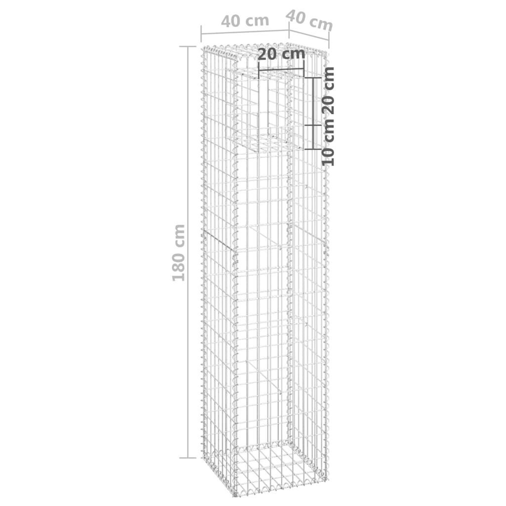 Gabion Basket Post 40x40x180 cm Iron