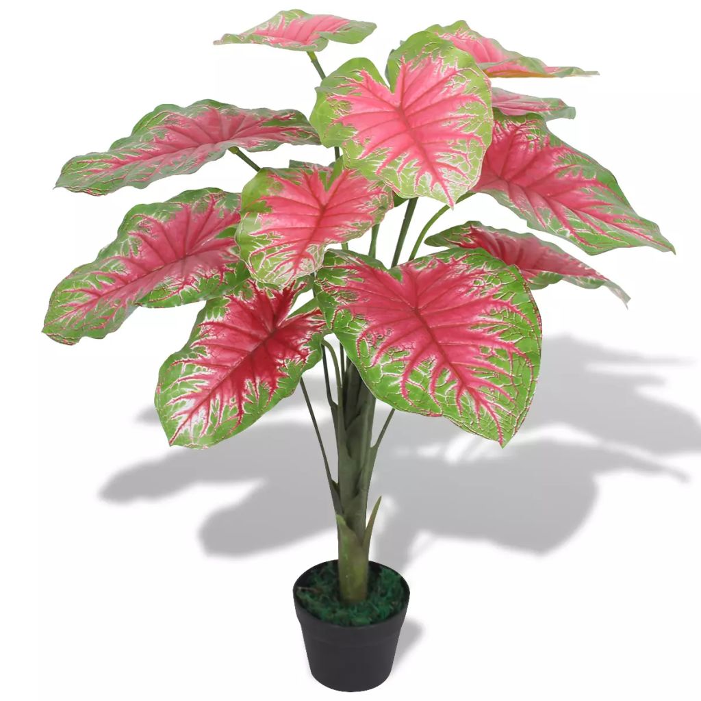 Artificial Caladium Plant with Pot 70 cm Green and Red