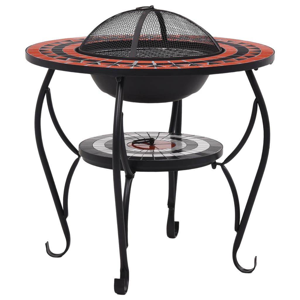 Mosaic Fire Pit Table Terracotta and White 68 cm Ceramic