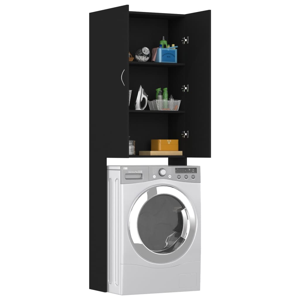 Washing Machine Cabinet Black 64x25.5x190 cm